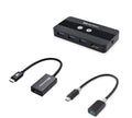 Cable Matters USB 3.0 KVM Switch DisplayPort 1.4 for 2 Computers, USB C to DisplayPort 1.4 Adapter, and USB C to USB Adapter Bundle