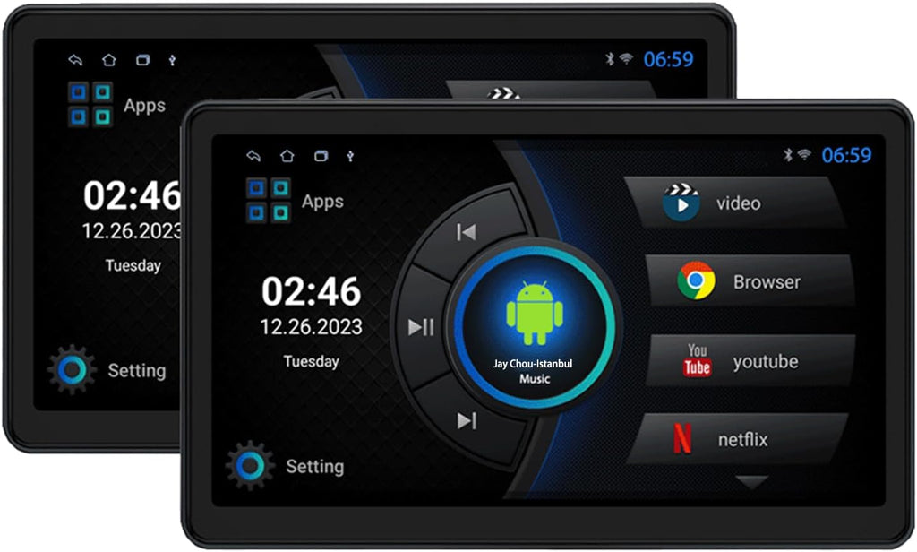 10.1' Car TV Headrest Monitor for Back Seat, 4K Android Tablet Portable Rear Entertainment System, Support Phone Wireless MirrorLink, with WiFi/HDMI/USB/Video Player, 2G+32G (2*PCS)