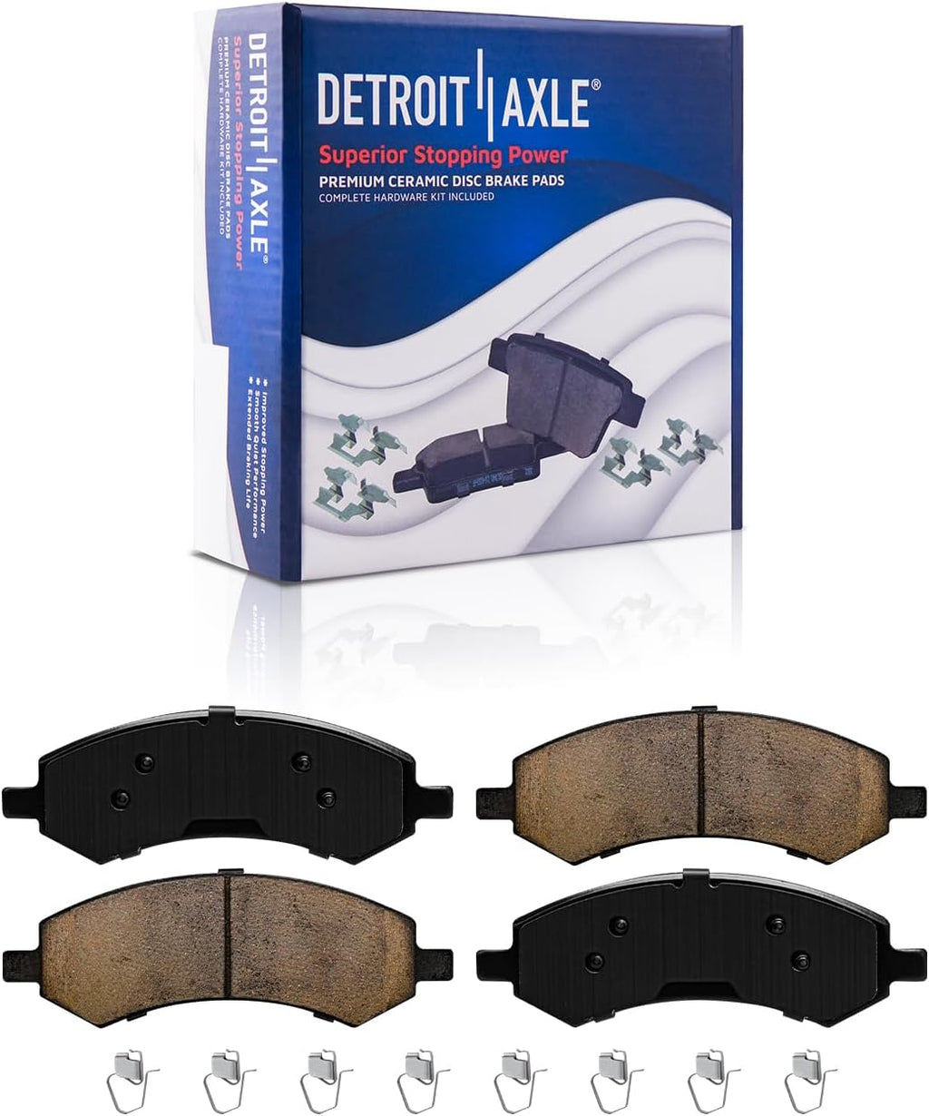 Detroit Axle - Front Wheel Bearing Hubs Brake Kit for 2009 2010 2011 Dodge Ram 1500, Wheel Bearing Hubs Brake Rotors Ceramic Brakes Pads Replacement : 13.23 inch Front Rotor