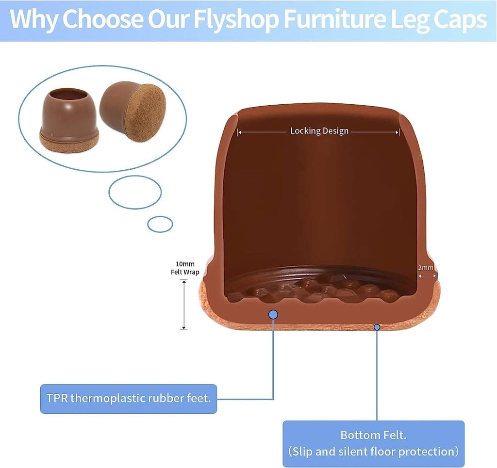Chair Leg CapsRubber Furniture Leg Table Feet Covers24PCS Silicone Chair Leg Caps Felt Covers Furniture Leg Protectors Chair Feet Pads, Anti-noise, Round, 14 to 19 mm (9/16' to 3/4'), Transparent (C