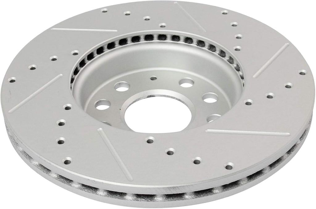 TRQ Performance Drilled Brake Rotor Set Compatible with Audi A3 Beetle e-Golf Golf Jetta Rabbit