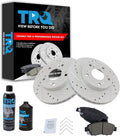 TRQ Front Performance Brake Pad & Rotor Kit, with Chemical Kit Ceramic Premium G-Coated Compatible with 2002-2006 Acura RSX 2006-2011 Honda Civic 2011-2015 CR-Z