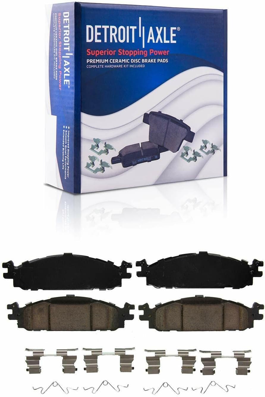 Detroit Axle - Front & Rear Disc Rotors Brake Pads + 20pc Lug Nuts Replacement for Ford Taurus Flex Lincoln MKT MKS - 28pc Set