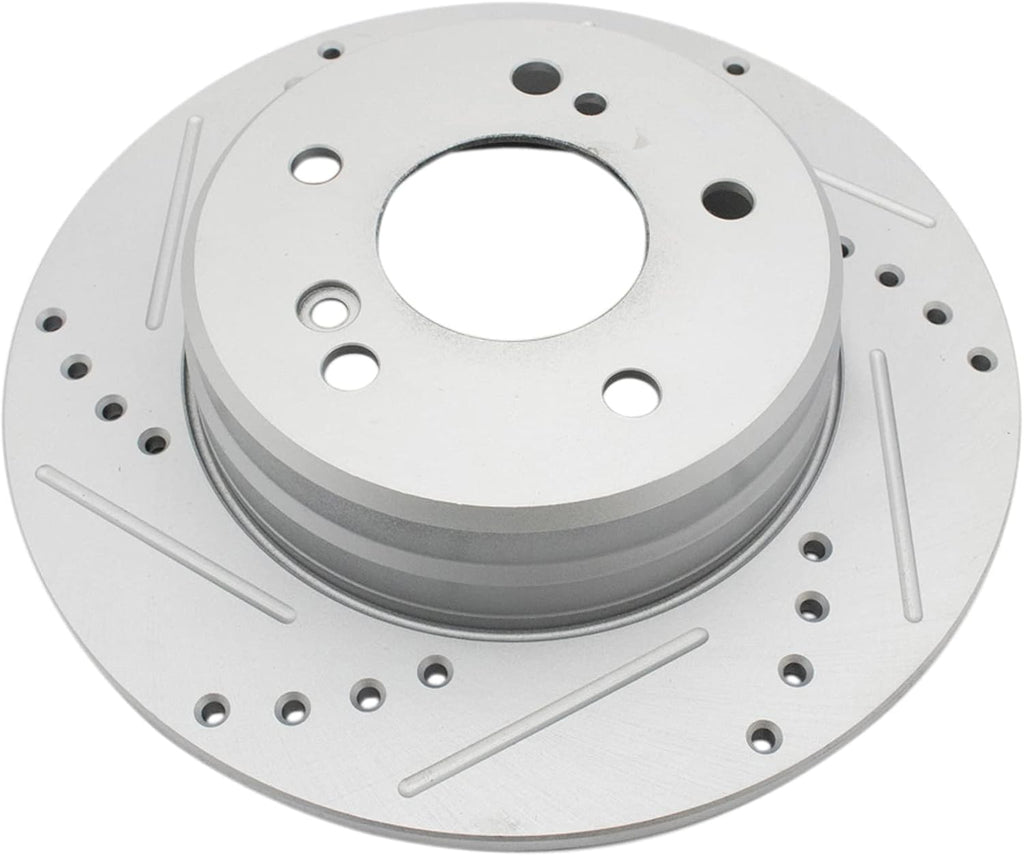 TRQ Performance Front and Rear Brake Rotor Set G Coated Drilled Slotted Compatible with 1996-2000 Mercedes-Benz C280 1996-1997 E300 1998-2004 SLK230 1999-2007 C230 2001-2005 C240