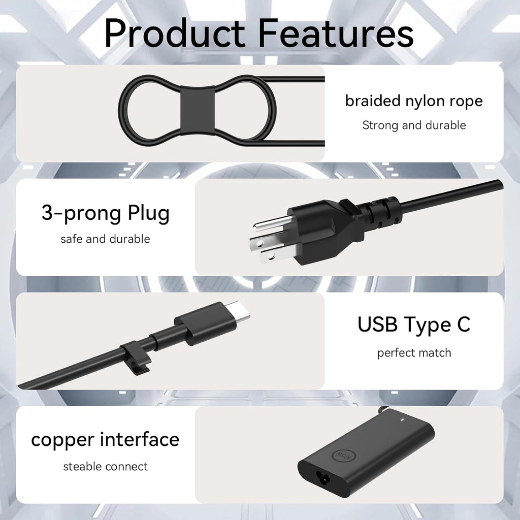 GKLSPL 165W/280W USB-C GaN AC Adapter Compatible with Dell Pro Max 16 Plus MB16250 Pro Max 18 Plus MB18250 Pro Max with GB10 FCM1253,Support PD 3.1