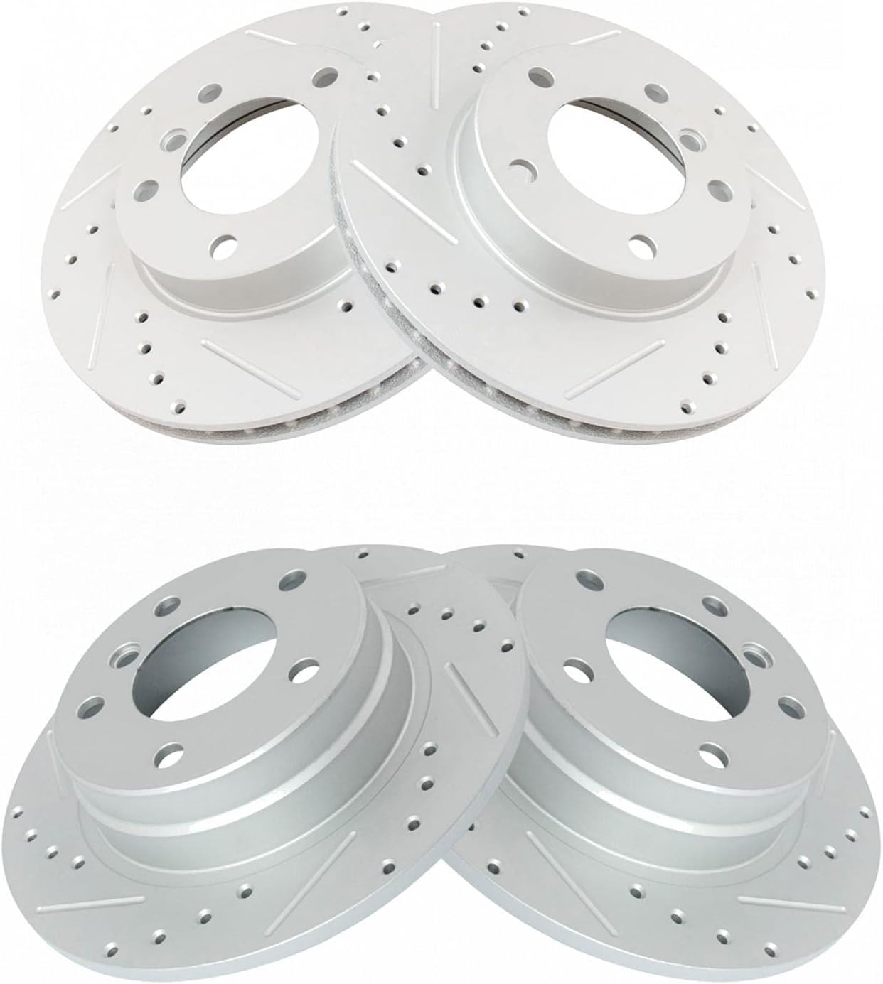 TRQ Performance Front and Rear Brake Rotor Set G Coated Drilled and Slotted Compatible with 1992-1998 BMW 318i 318is 325i 325is 1996-1998 328i 328is 1998-1999 323is