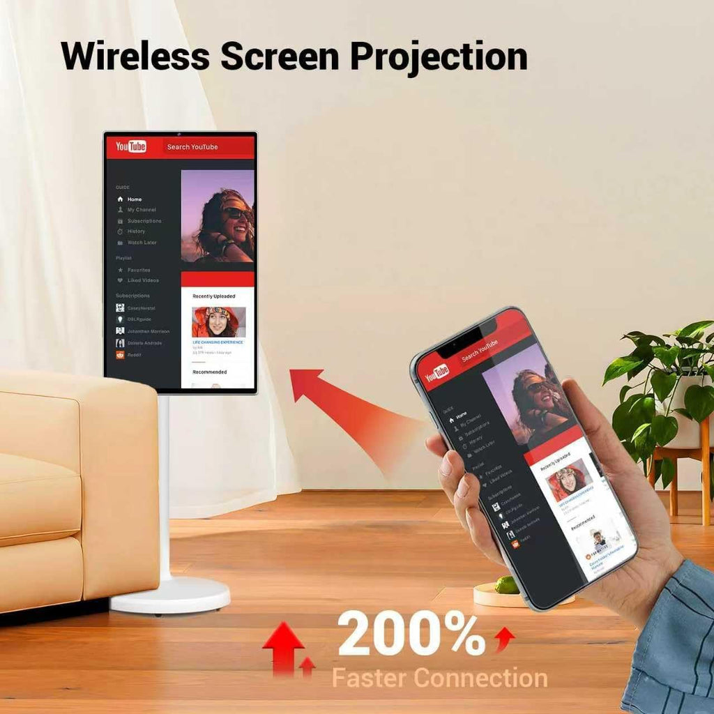 22 Inch 1080p Portable tv Built-in Camera, Portable Touch Screen Monitor Rollable Tablet TV, Wireless TV on Wheels Touchscreen Battery(6-8H) (Upgraded Version - Supports Scalability)