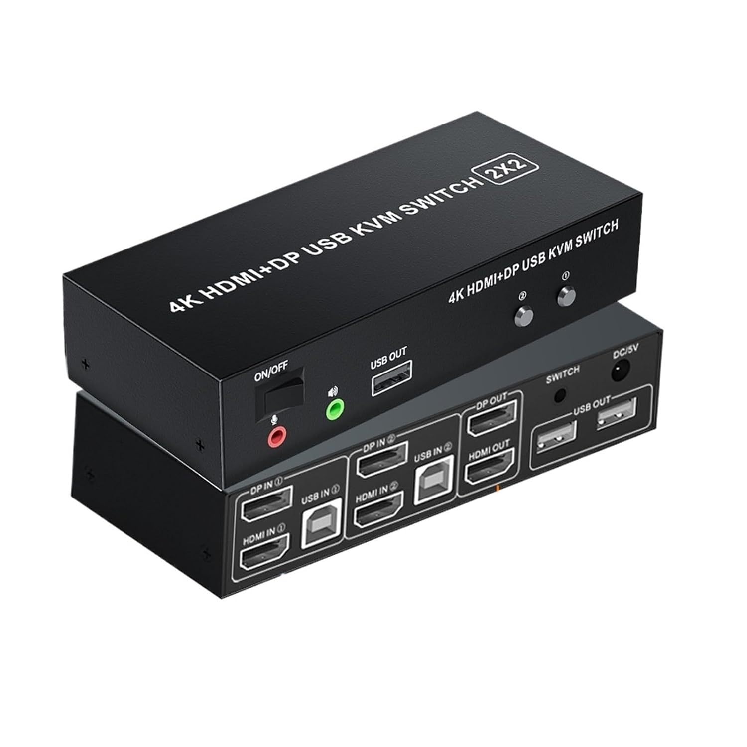 HDMI KVM Switch Dual Monitor 4K 60Hz 2X2 KVM Switch HDMI 2.0 USB DisplayPort for 2 Monitors Extended Mirror Mode(DP HDMI 2X2)
