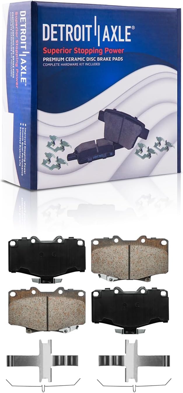 Detroit Axle - Front Brake Kit for 1996-2002 Toyota 4Runner 2004 Tacoma, Drilled and Slotted Disc Brake Rotors Ceramic Brakes Pads with Hardware Replacement : 12.54' inch Rotor