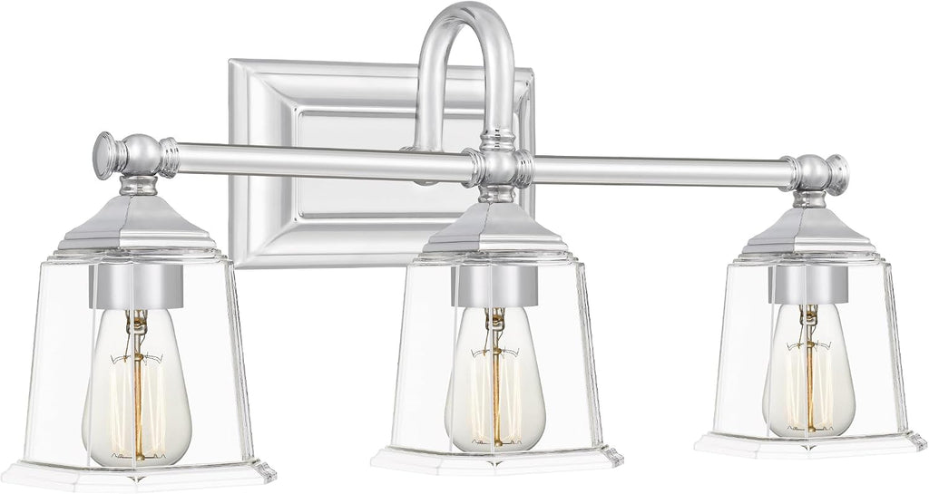 Quoizel Nicholas 22' Wide Polished Chrome 3-Light Bath Light