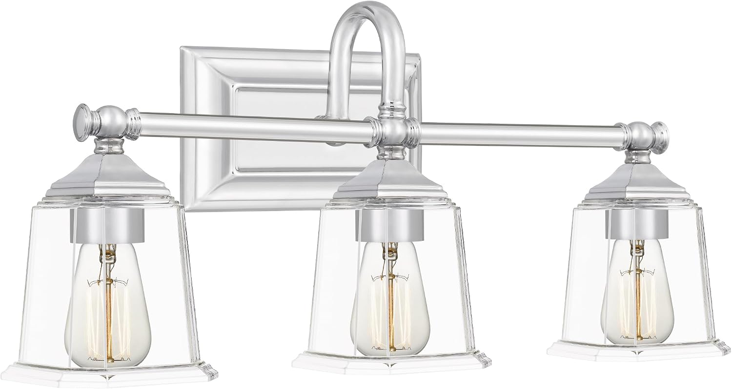 Quoizel Nicholas 22' Wide Polished Chrome 3-Light Bath Light