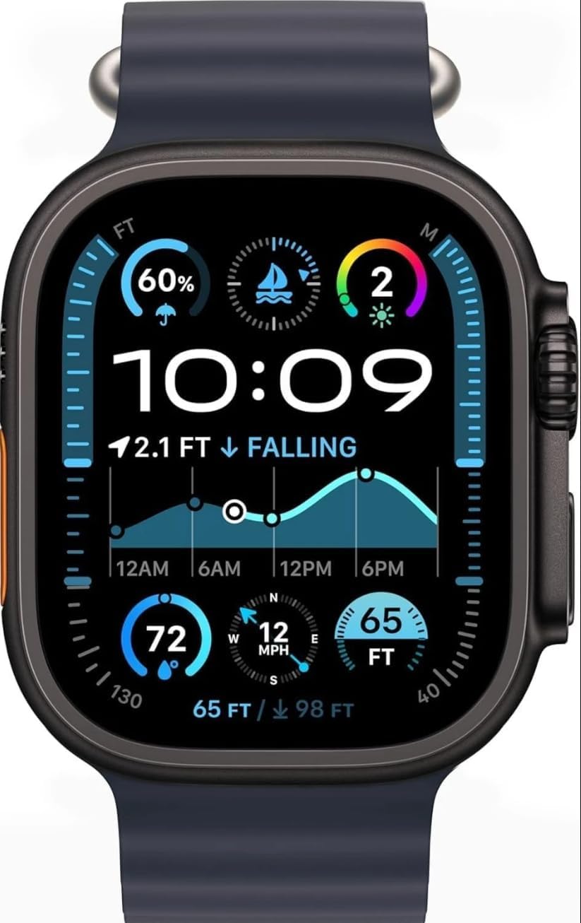 Apple Watch Ultra 2 [GPS + Cellular 49mm] - Black Titanium Case with Blue Ocean Band (Renewed Premium)