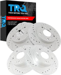 TRQ Performance Front and Rear Brake Rotor Set G Coated Drilled and Slotted Vented Solid Compatible with 2006-2011 Honda Civic