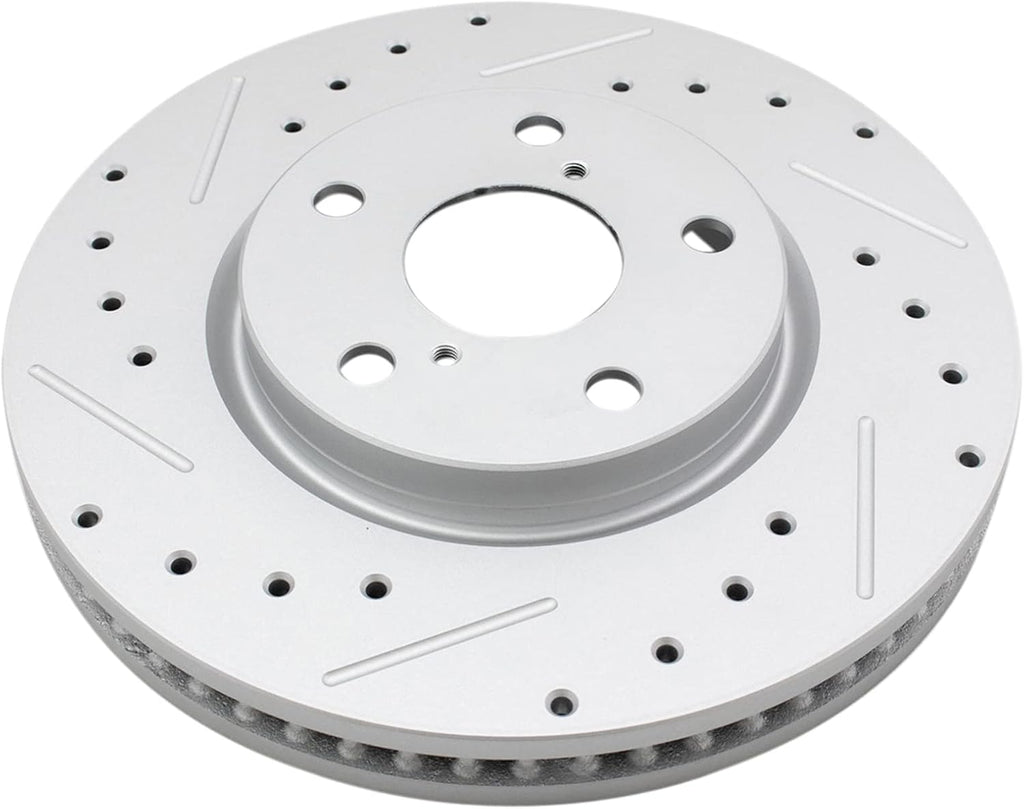 TRQ Performance Front and Rear Brake Rotor Set G Coated Drilled and Slotted Compatible with 2009-2013 Lexus IS250