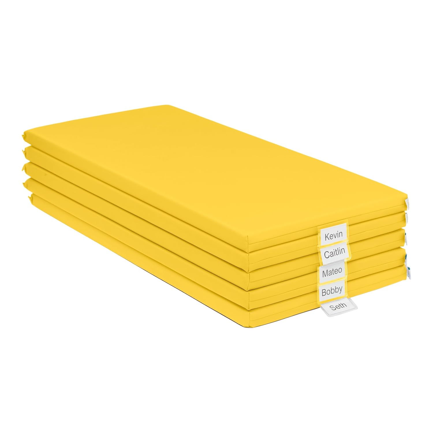 ECR4Kids SoftZone Rainbow Rest Time Mat with Name Tag, Sleeping Pad, Yellow, 5-Piece