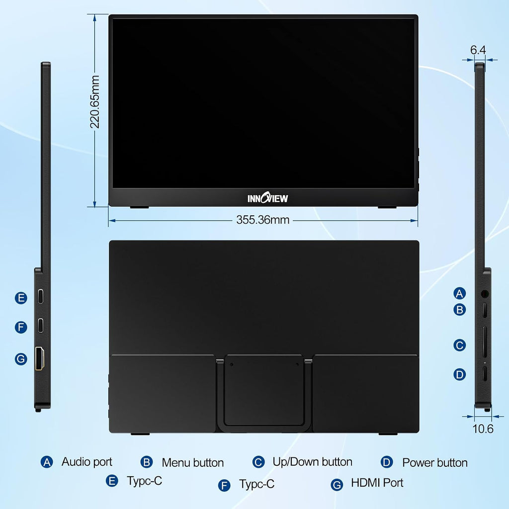 InnoView 16' 2K 120Hz Portable Monitor+15.6' 1080P Portable Monitors for Laptop with Protective Sleeve Built-in 90° Adjustable Stand