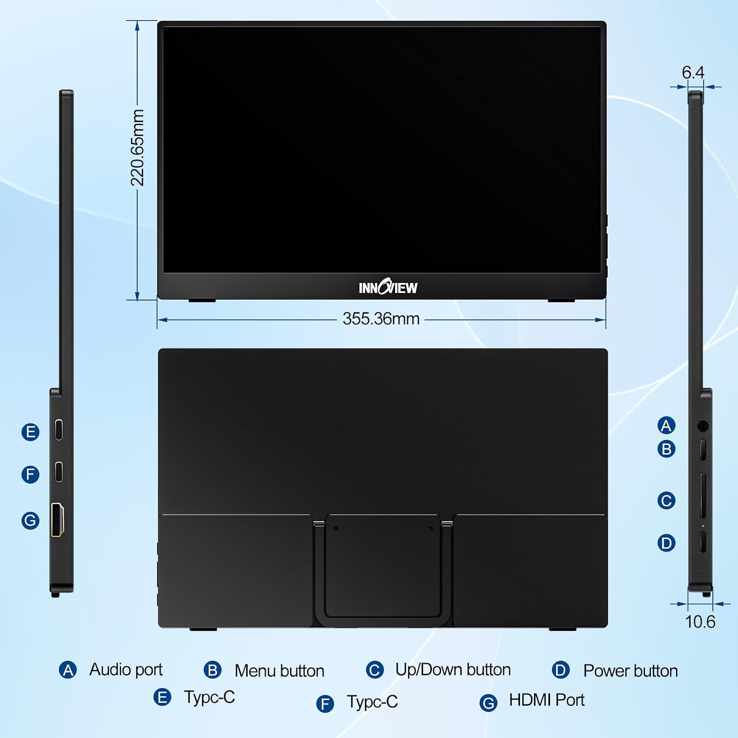 InnoView 16' 2K 120Hz Portable Monitor+15.6' 1080P Portable Monitors for Laptop with Protective Sleeve Built-in 90° Adjustable Stand