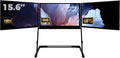 Three Screen Monitor for Laptop, Screen Extender, 15.6-inch 1080P, with 360-degree Rotation, Adjustable Angles, Portable Monitor, for Windows/Linux/Mac Black
