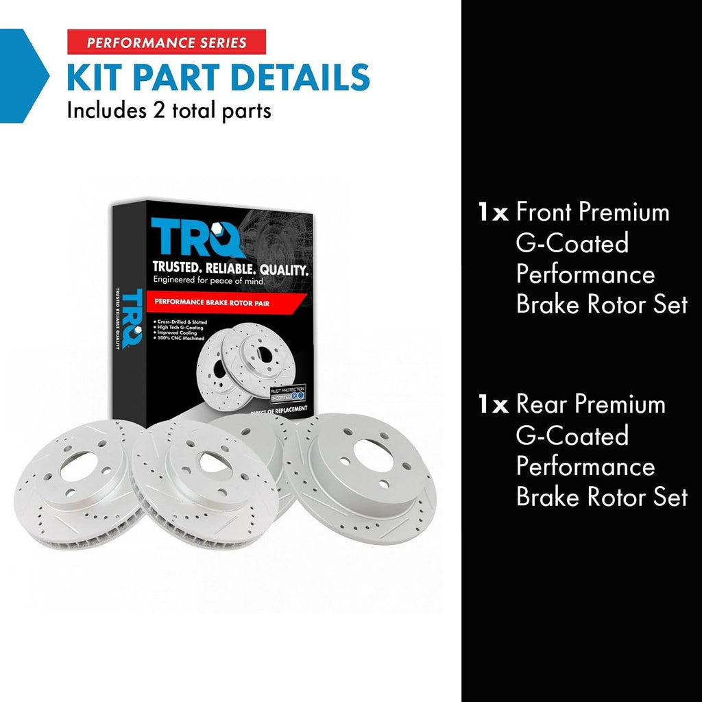 TRQ Brake Performance Rotor Front & Rear Kit of 4 Compatible with Buick Chevy Olds Pontiac