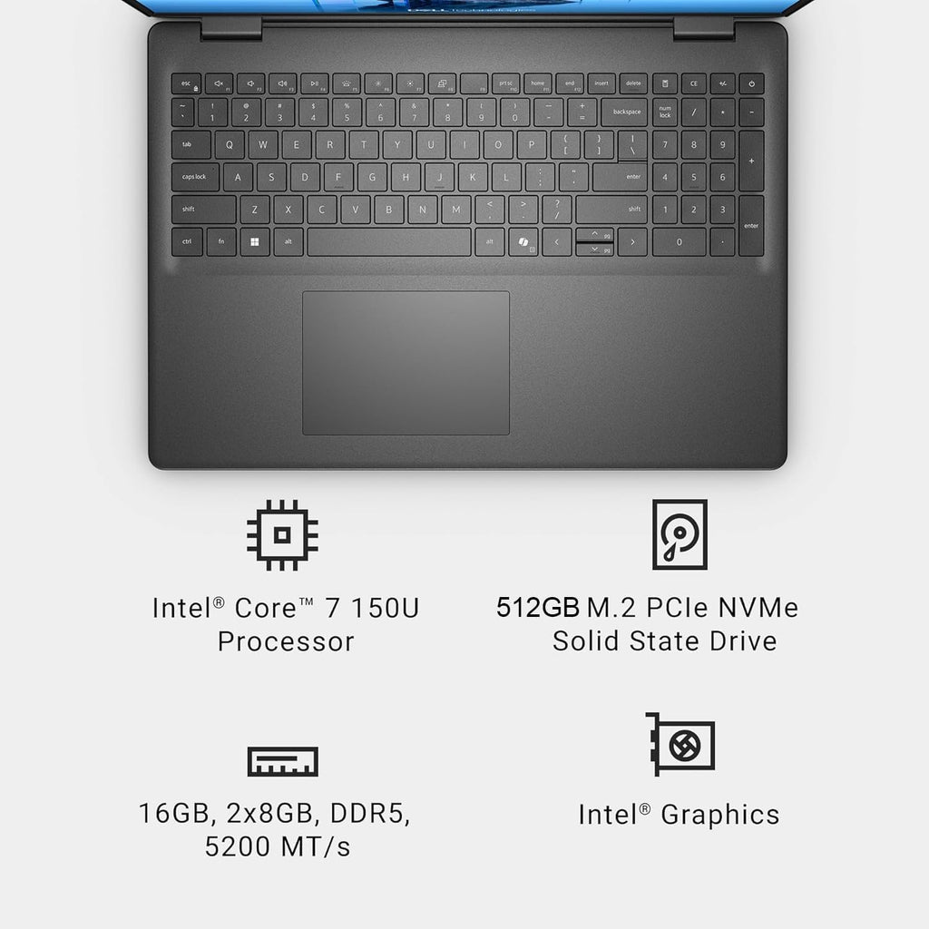 Dell 16 Plus Touchscreen Premium Business Laptop, 16' WUXGA Anti-Glare Display, Intel Core 7 150U (10 cores, up to 5.4 GHz), 16GB DDR5 RAM, 512GB SSD, Backlit Keyboard, WiFi 6, Bluetooth, Win 11 Pro