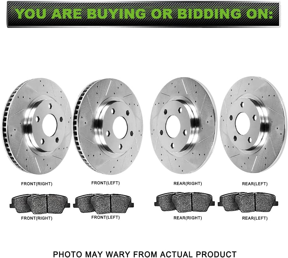 Brake Rotors Kit,LSAILON Front 261.7mm Rear 259.7mm Vented Drilled & Slotted Disc Brake Kit - For 2006-2011 For Honda Civic