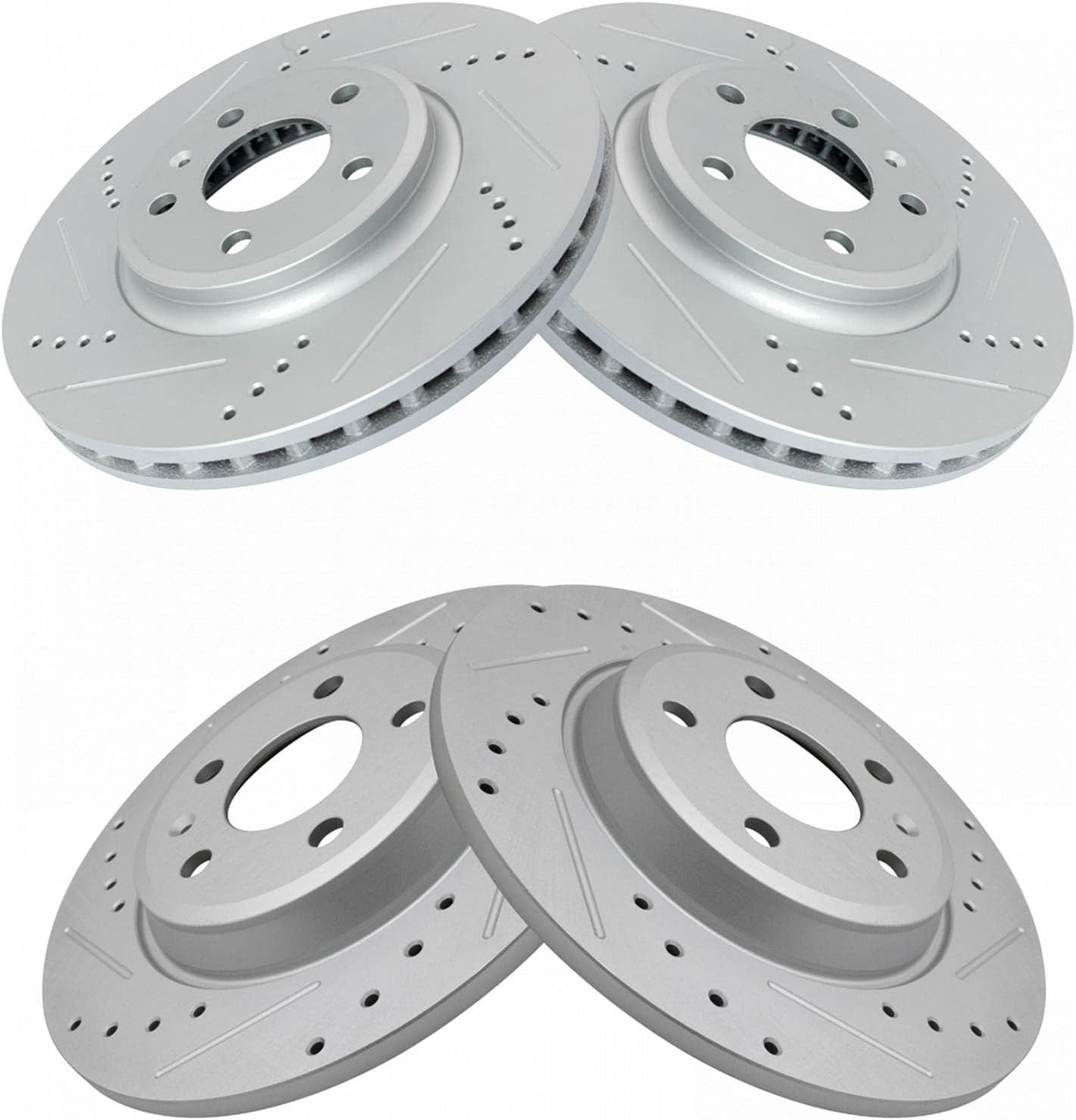 TRQ Performance Front and Rear Brake Rotor Set G Coated Drilled Slotted Compatible with 2009-2011 Audi A4 A4 Quattro 2010-2011 A5 A5 Quattro Q5 2008 Audi
