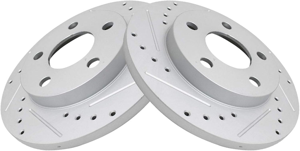 TRQ Performance Front and Rear Brake Rotor Set G Coated Drilled and Slotted Vented Solid Compatible with 2005-2009 Buick LaCrosse 2004-2008 Pontiac Grand Prix