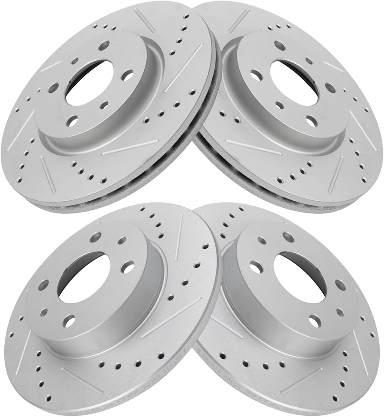 TRQ Performance Front and Rear Brake Rotor Set G Coated Drilled and Slotted Compatible with 2012-2017 Fiat 500