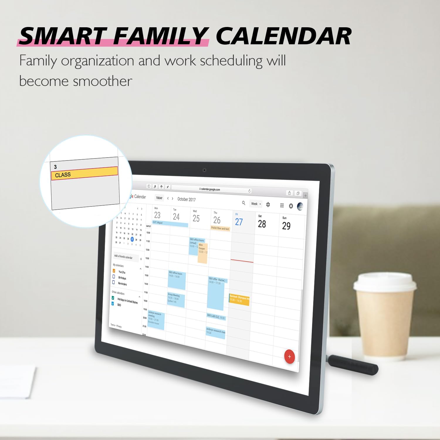 Large Touchscreen Monitor Digital Electronic Calendar, Downloadable APP,10-Point Touch,16:9 Display, Android 13 with 8GB RAM & 128GB ROM,Perfect for Office, Business, and Home (27 inch)