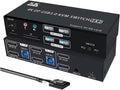 4K Dual Monitor DP2.0 KVM Switch 8K USB 3.0 HDMI Displayport KVM Switch 2 in 2 Out Mixed Display 2 Monitor 2 Computer(1HDMI 1DP,EU Power Adapter)