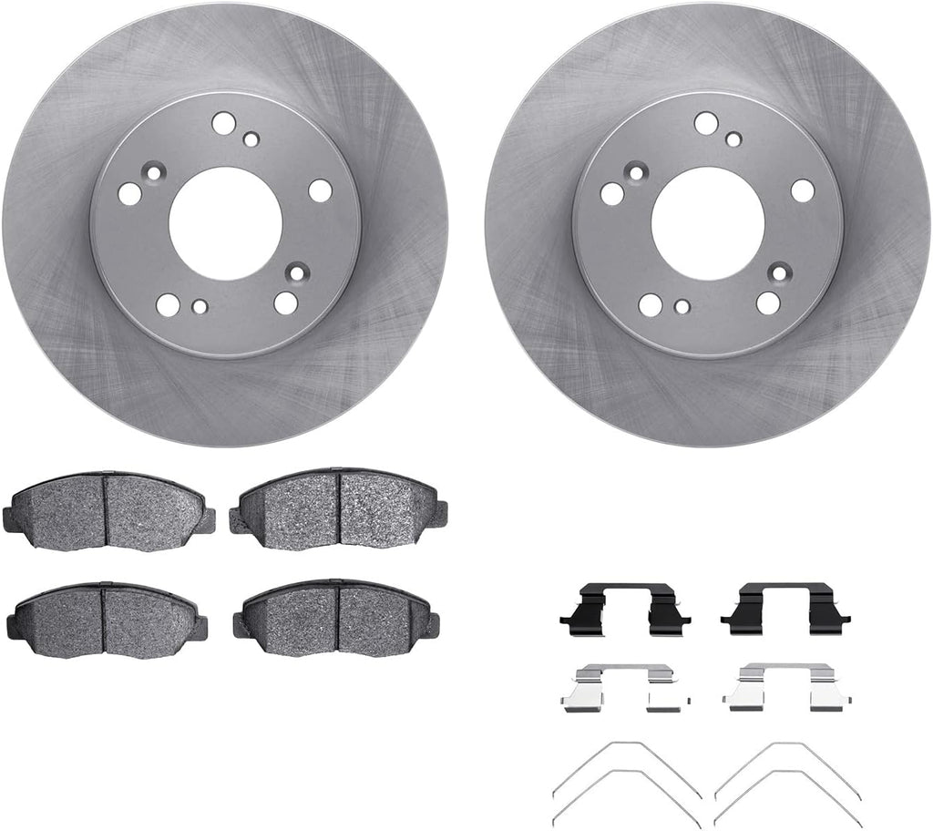 Dynamic Friction Company Front Brake Kit Fits 2006-2011 Honda Civic| 5000 Advanced Pads, Blank Rotors| Hardware| 10.3' Front