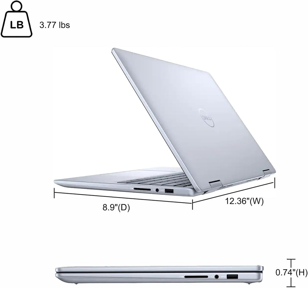 Dell Inspiron 14 7445 2-in-1 Laptop 14' WUXGA Comfortview Touchscreen AMD 6-core Ryzen 5 8640HS (>i7-1355U) 16GB RAM 1TB SSD Backlit for Creator Business Professional Win11Pro
