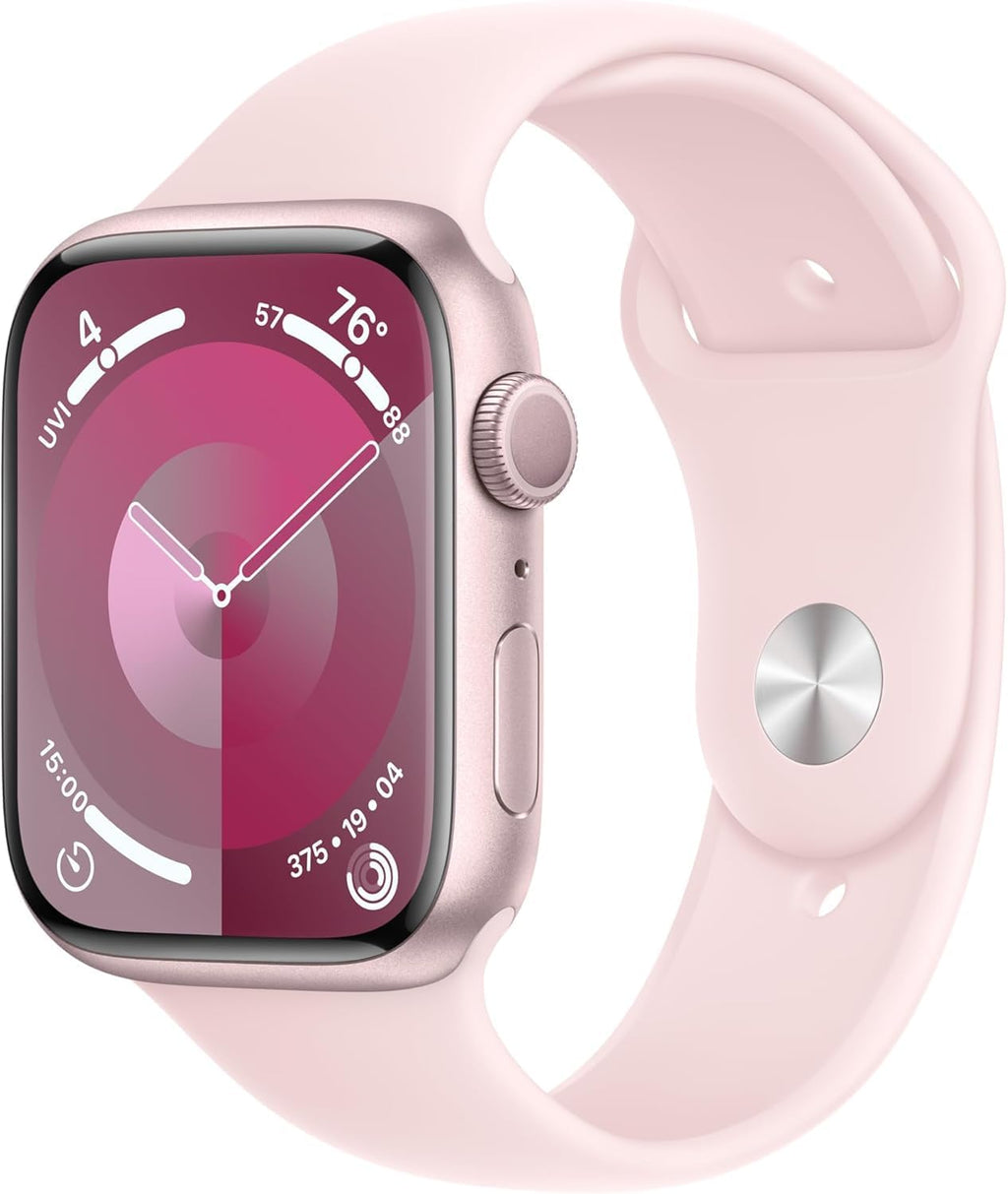 Apple Watch Series 9 (GPS + LTE) 45MM Pink Aluminum Case Light Pink Sport Band (Renewed Premium)