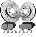Brake Pads And Rotors Kit Compatible With 2013-2021 Honda Civic, 2003-2017 Honda Accord, Front Automotive Replacement Brake Kits 31305 D914-7795 Drilled And Slotted Rotors 281.6mm(11.1in)
