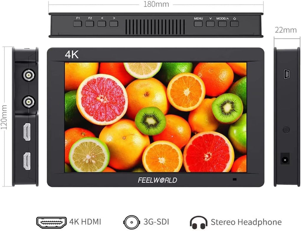 FEELWORLD FW703 7 Inch 1920x1200 IPS Full HD DSLR On Camera Field Monitor 3G SDI 4K HDMI Input Output Video Assist Peaking Focuswith Histogram