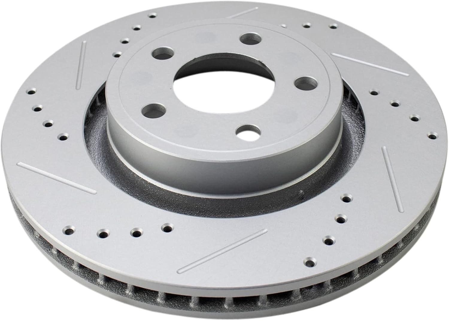 TRQ Performance Front and Rear Brake Rotor Set G Coated Drilled and Slotted Compatible with 2015-2020 Ford Mustang