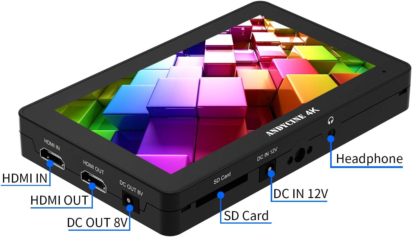 ANDYCINE A6 Plus V2 6' Touch Screen Camera Field Monitor Bundle - Full HD 1920x1080, 4K HDMI Input, 3D LUT, Waveform, Focus Assist with Battery, Carry Case & Sunshade