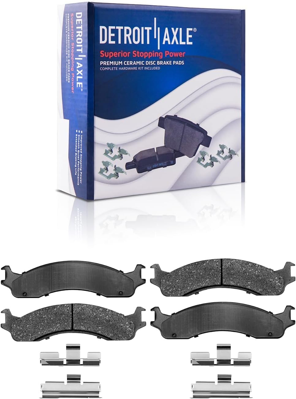 Detroit Axle - Brake Kit for Ford E-250 E-350 Econoline Club Wagon Super Duty Brake Rotors Ceramic Brakes Pads Front and Rear Replacement: 13.03' inch Front and 12.84' inch Rear Rotors