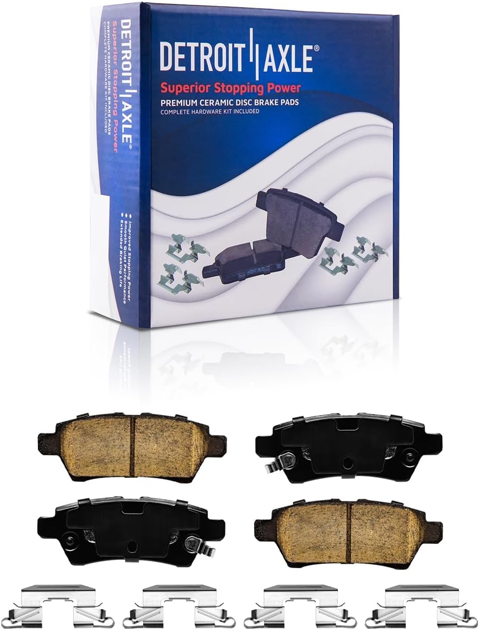 Detroit Axle - Brake Kit for 2005-2012 Nissan Pathfinder Disc Brake Rotors Ceramic Brakes Pads w/Hardware 2006 2007 2008 2009 2010 2011 Replacement: 11.65 inch Front and 12.13 inch Rear Rotors