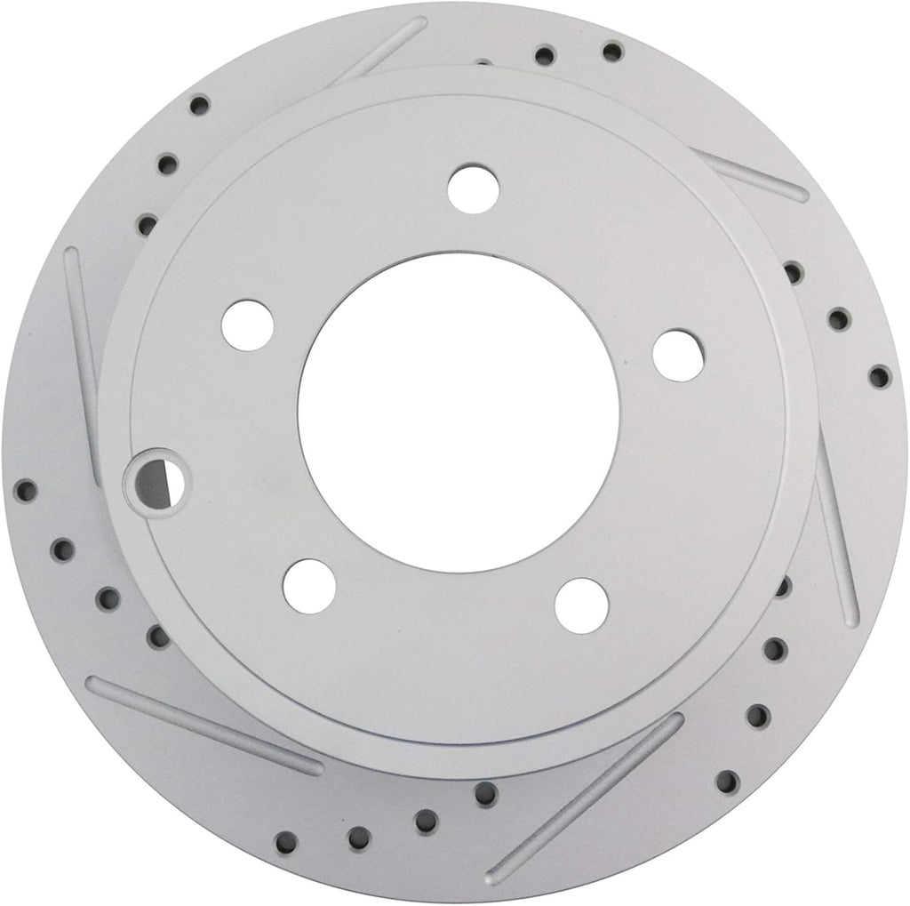 TRQ Performance Front Rear Brake Rotor Set Drilled Slotted G Coated Compatible with 2007 Dodge Caliber 2008-2017 Mitsubishi Lancer