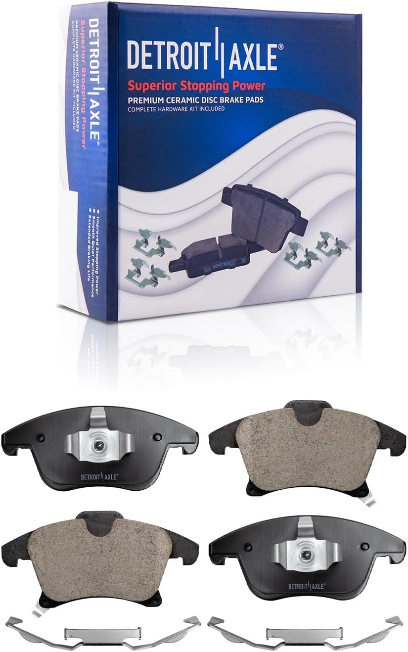Detroit Axle - Front Brake Kit for 2013-2020 Ford Fusion 2013-2016 Lincoln MKZ, Drilled and Slotted Disc Brake Rotors Ceramic Brakes Pads Replacement : 11.81' inch Rotor