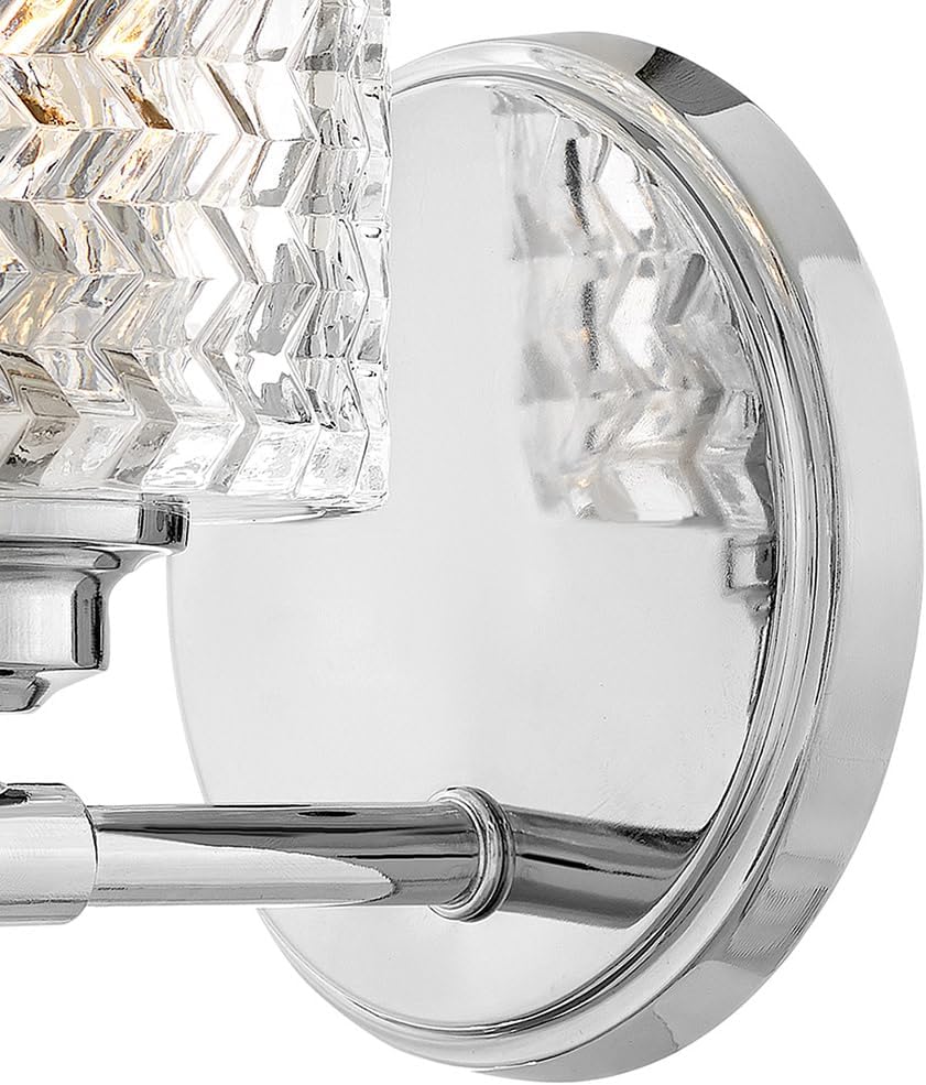 Hinkley Elle Collection One Light Bathroom Vanity Fixture with Clear Chevron Glass, Chrome