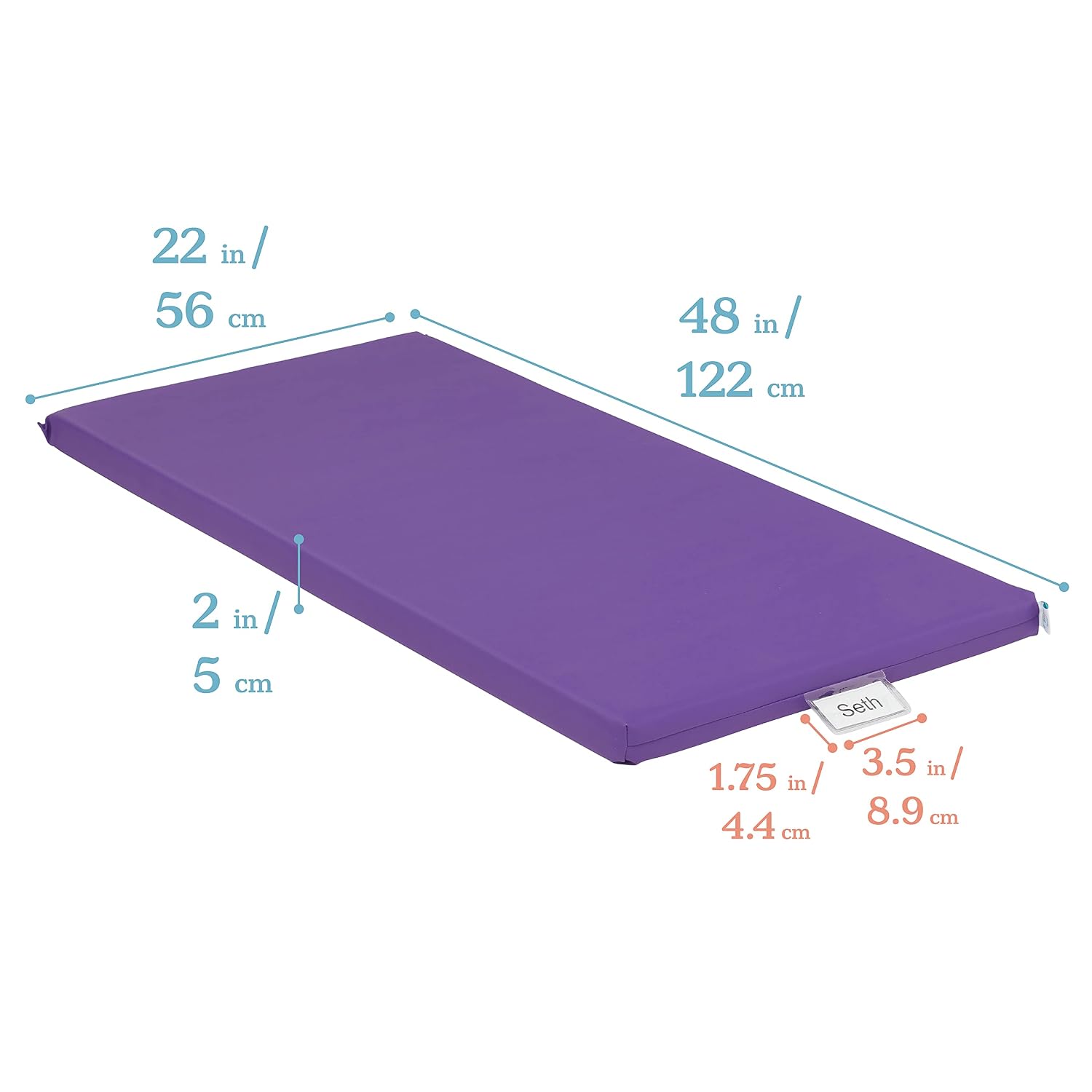 ECR4Kids SoftZone Rainbow Rest Time Mat with Name Tag, Sleeping Pad, Purple, 5-Piece