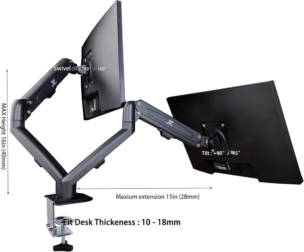 acer 24' Vero V247Y Gbmix FHD IPS Monitor with 4 ms Response Time, Anti-Glare, Integrated Speakers, VESA Mount & Dockztorm Hub, Black (UM.QV7AA.G03) 2 Pack & ErgoFlexy Dual Monitor Mount