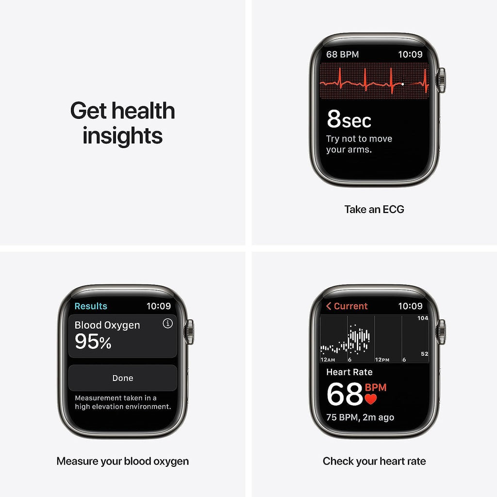 Apple Watch Series 7 (GPS + Cellular 45mm) Graphite Stainless Steel Case with Abyss Blue Sport Band (Renewed)