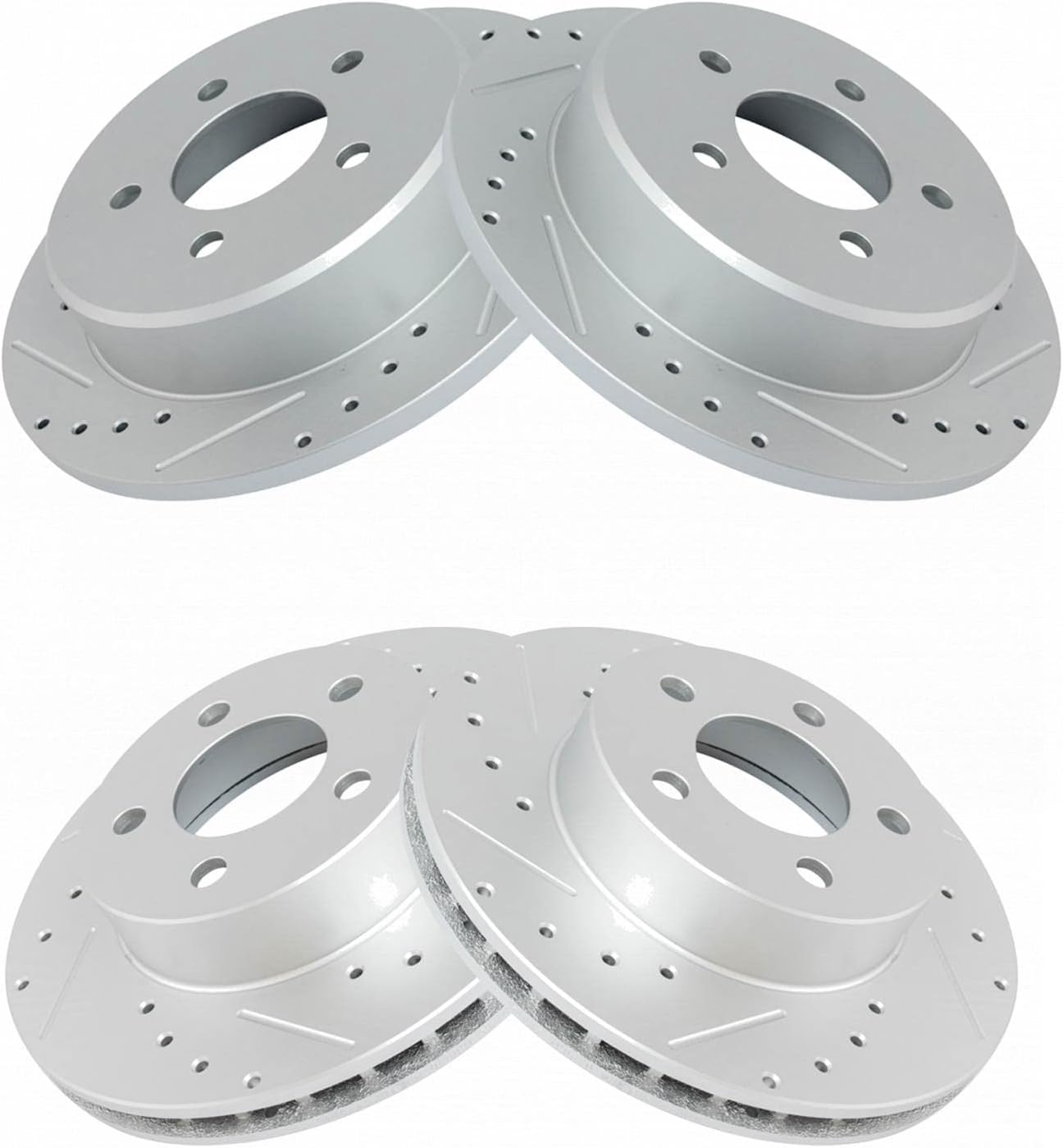 TRQ Performance Front and Rear Brake Rotor Set G Coated Drilled and Slotted Compatible with 1995-2001 Ford Explorer 1997-2001 Mercury Mountaineer
