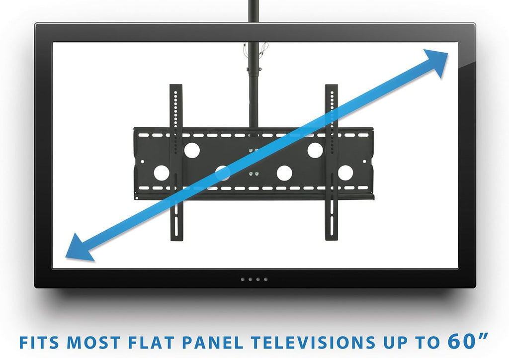 Mount-It! Dual TV Ceiling Mount – Commercial Back-to-Back Ceiling TV Bracket for 37–75' Screens, 360° Swivel, 20° Tilt, VESA 800x450, 175 lb/Side, Height Adjustable, Locking Bar, Heavy-Duty Steel