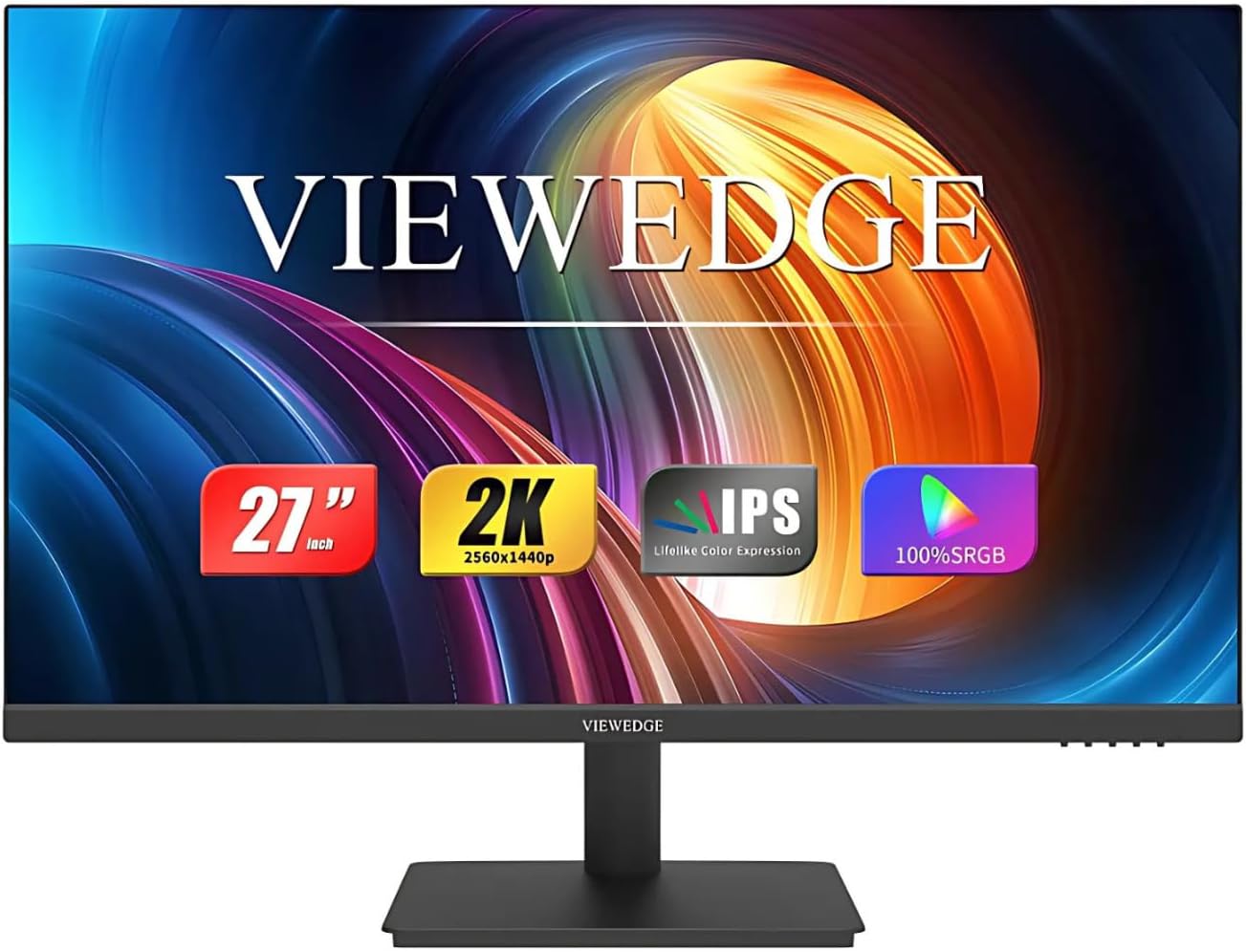 Viewedge 27 inch Monitor with 2K 2560 x 1440 IPS Panel 75hz | Computer Monitor 27 inch QHD with HDMI, DP and Wall Mountable | Eye Protection PC 1440p Monitor for Working and Gaming