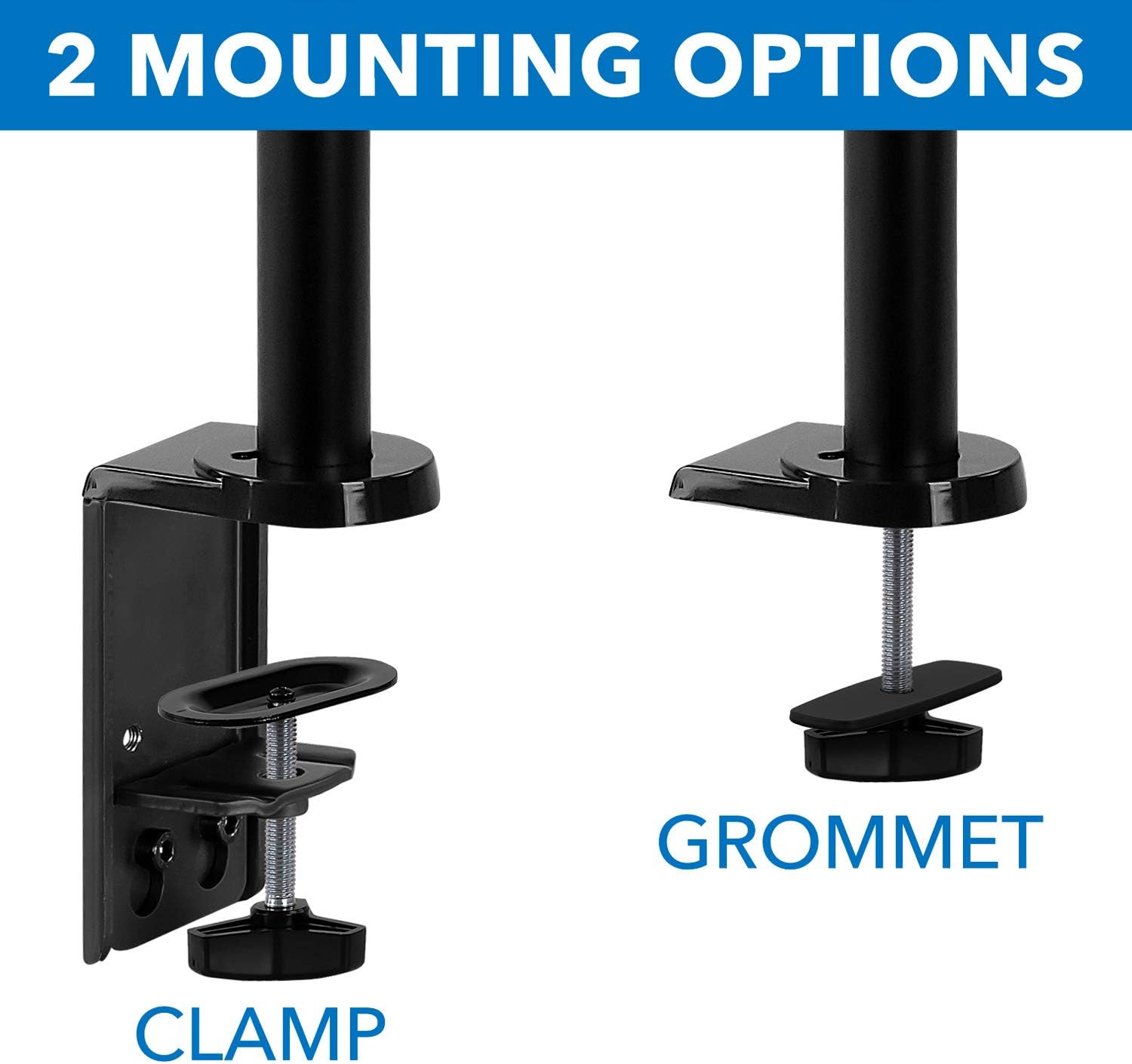 Mount-It! Dual Monitor Arm Desk Mount for 17–32' Screens, Gas Spring Adjustable Monitor Stand, Vertical Stack or Side-by-Side Setup, 17.6 lbs Each Arm, VESA 75x75 100x100, Clamp & Grommet Base MI-4762