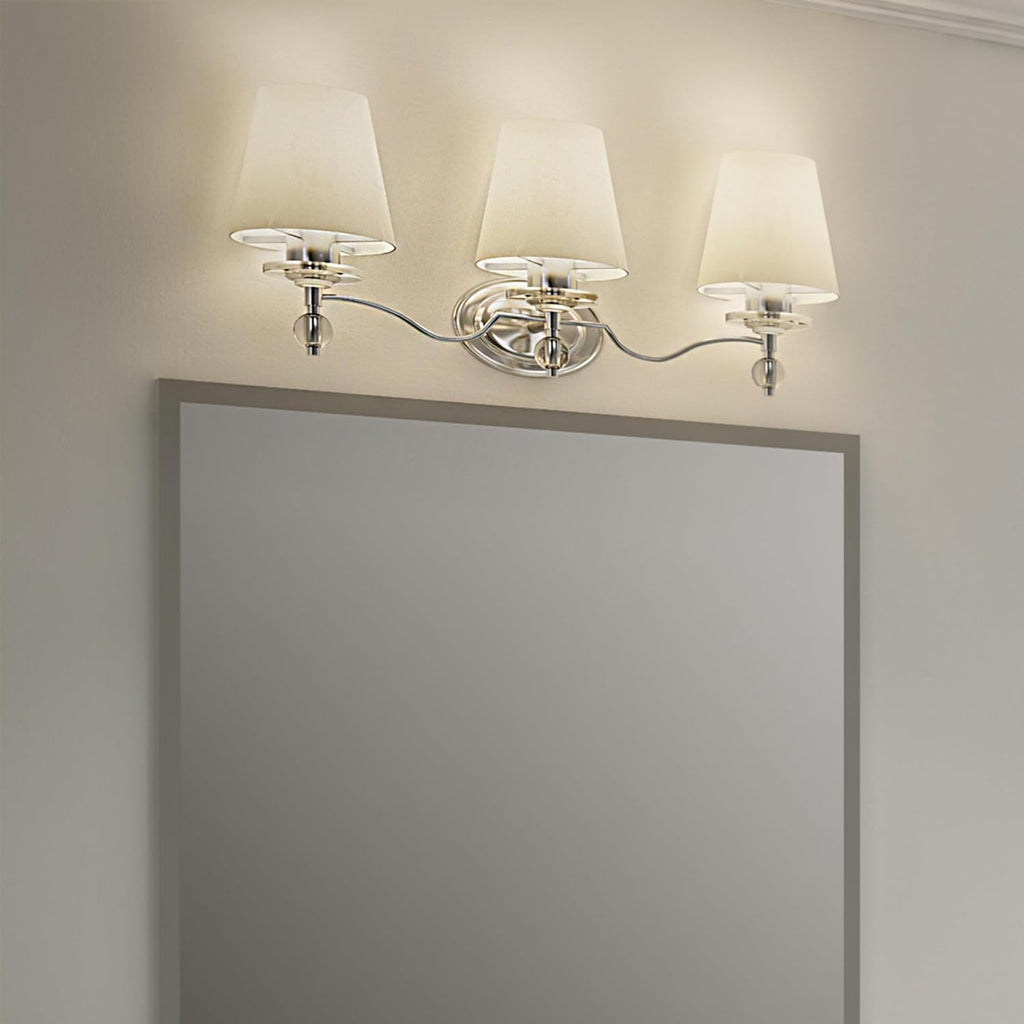 Quoizel Hollister 23' 3-Light Vanity Light, Polished Chrome Bathroom Fixture, Opal Etched Glass Shades, Classic Wall Mount for Over Mirror